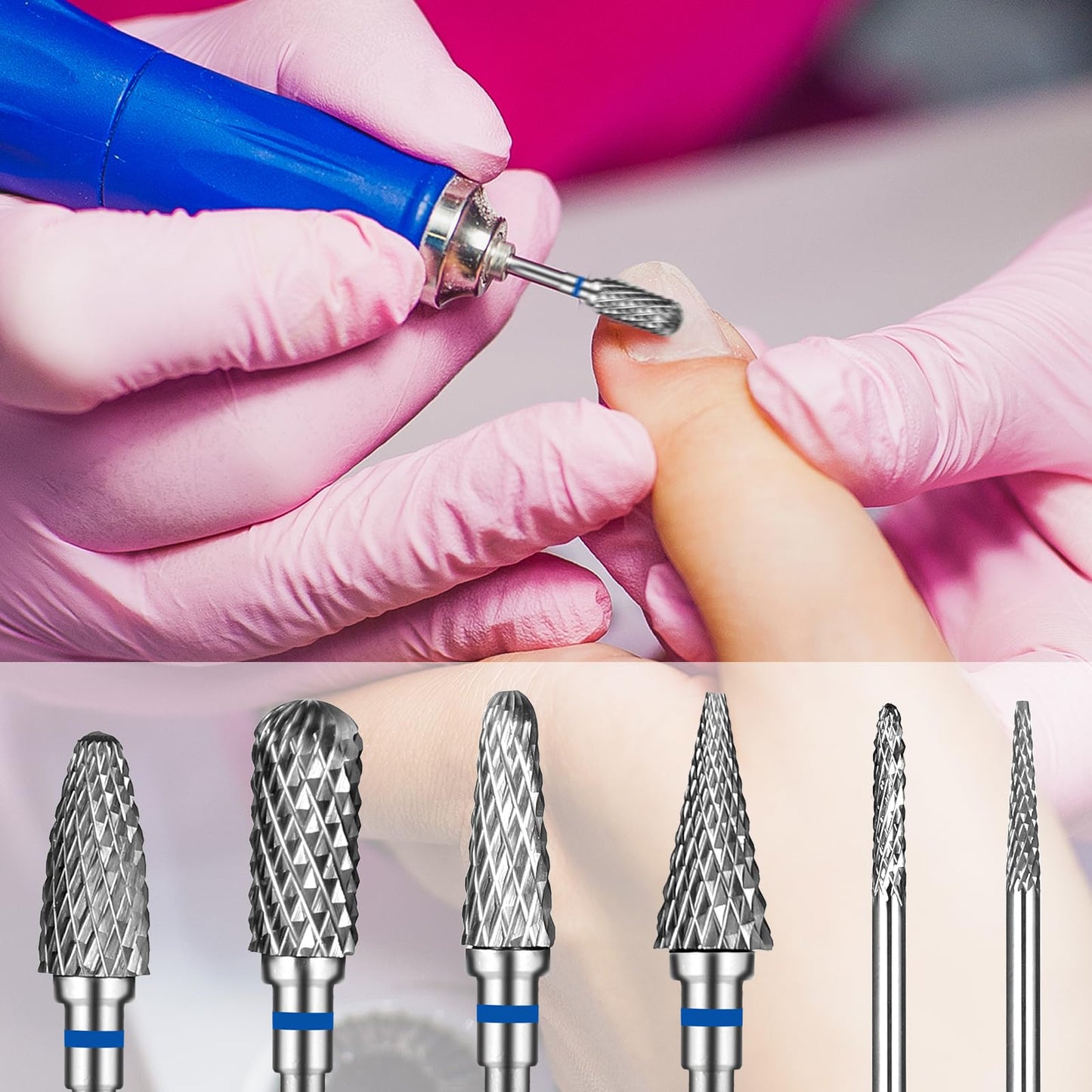 YUXIANLB Nail Drill Bits Set Tungsten Steel Nail Bits 1.77 Inches Diamond Cuticle Electric Nail File 6Pcs Nail Art Tools Sanding Bit Set Carbide Remover Bits For Manicure Pedicure Home Salon DIY Apply