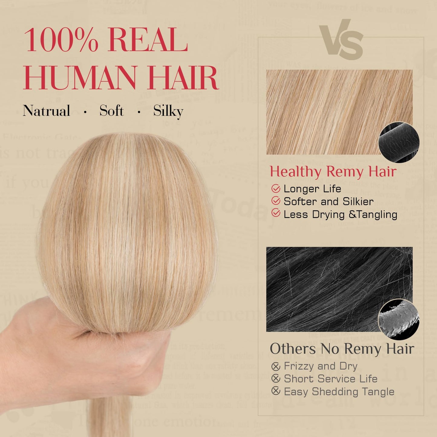 Rich Choices Real Human Hair Clip In Extensions-6 Pcs Single Clip Design-Invisible Clip in Extensions for Thin Short Hair-Hairpieces for Women-10 Inches #12P613 Golden Brown Highlighted Bleach Blonde