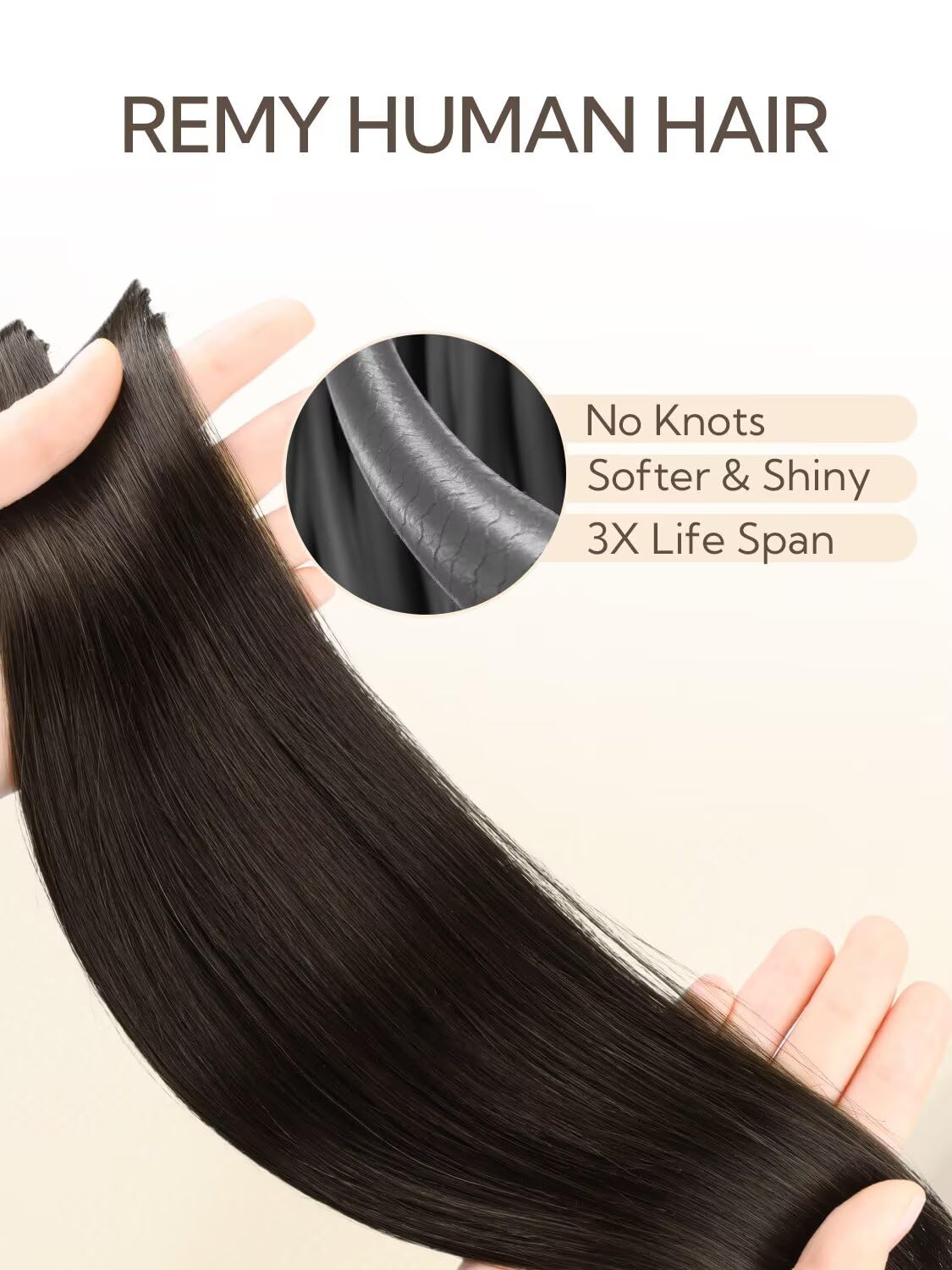 Invisi Edge Tape-In Hair Extensions - 10 Inch 30g 20pcs Dark Brown Seamless Real Remy Hair