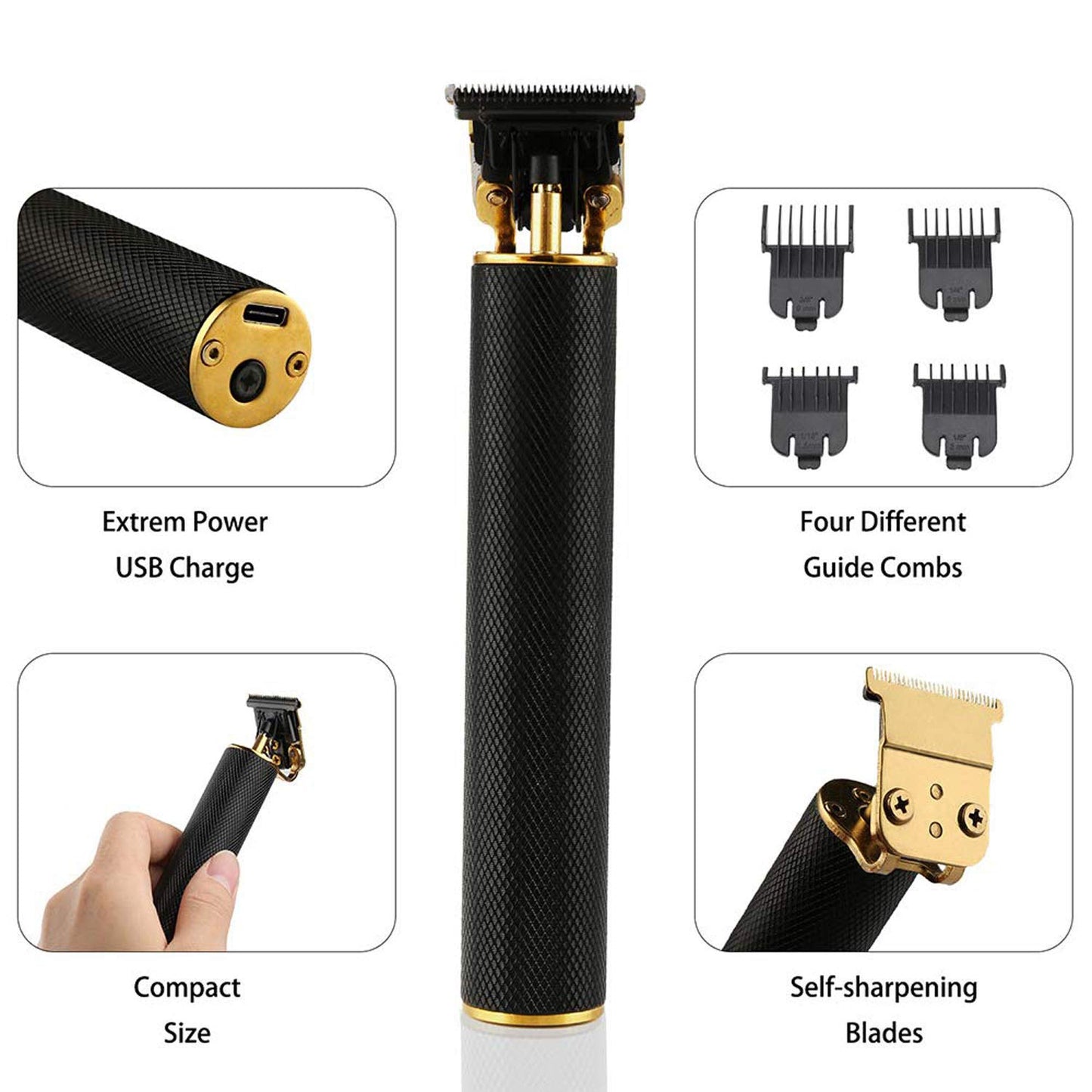 DEYOT Unisex Hair Trimmer Kit - Cordless, Rechargeable, Waterproof, with Guide Combs for Men