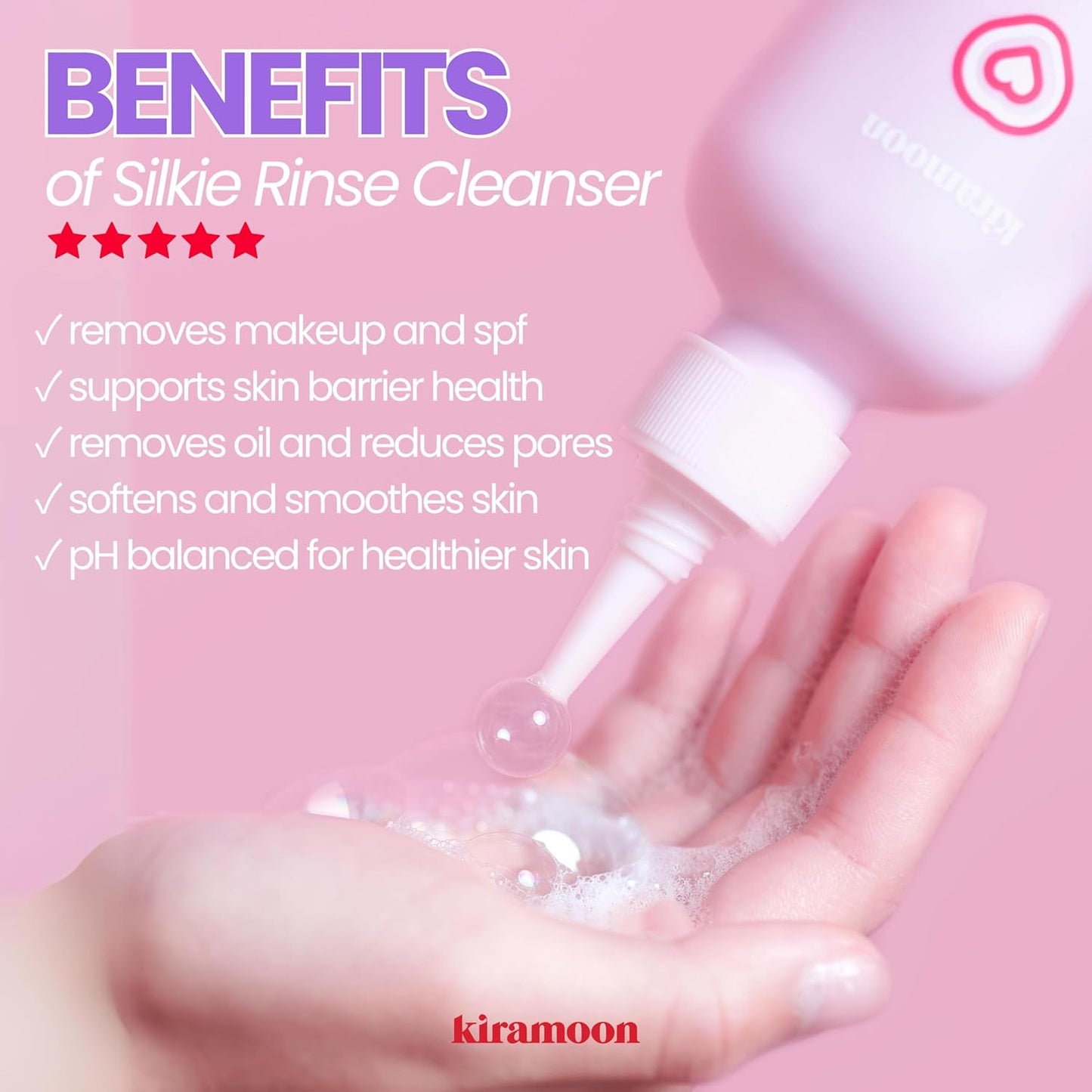 Kiramoon Hydrating Face Wash - Gentle Cleanser for Dry & Sensitive Skin | Ceramides & Squalane