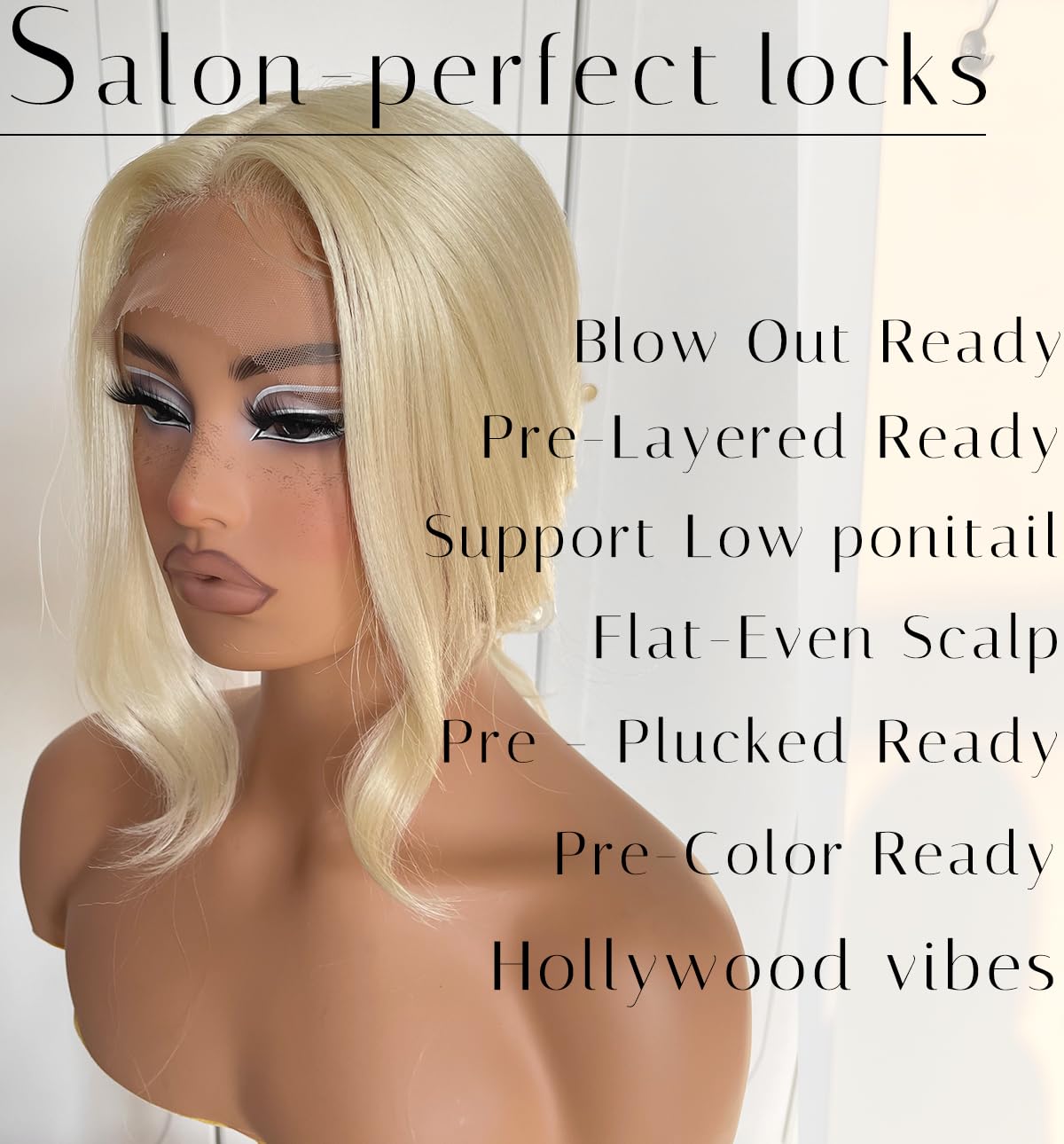 MITIMES 613 Glueless HD Lace Front Wig Pre Plucked Blonde Transparent Lace Frontal Wig Synthetic Long Body Wave Lace Front Wig With Natural Hairline