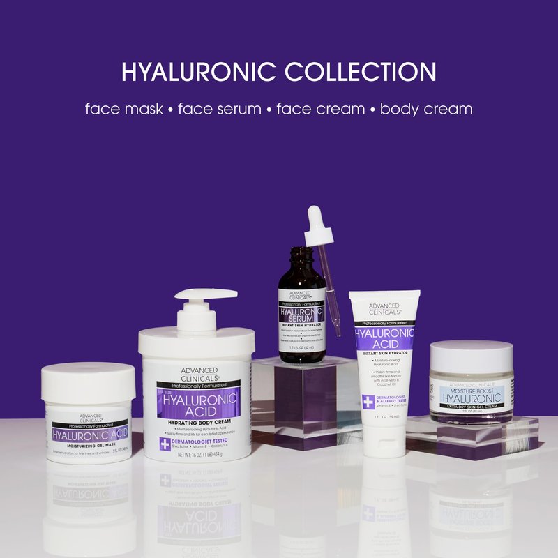 Advanced Clinicals Hyaluronic Acid Moisturizer Body Cream With Vitamin E | Hydrating Cream & Body Lotion For Women & Men To Help Improve Look of Wrinkles, Dry Skin, Crepey Looking Skin, 16OZ, 2-Pack