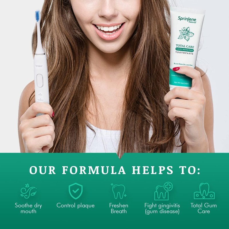 Natural Total Care Toothpaste - Fluoride Formula for Cavity Protection & Gum Health | 4-Pack with Black Seed Oil & Zinc