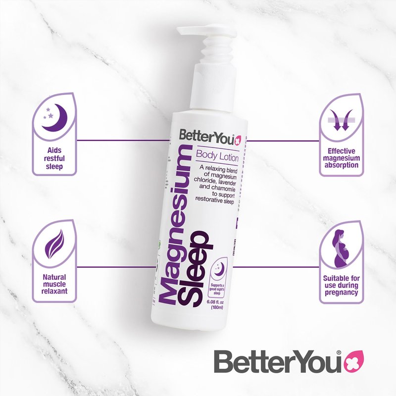 BetterYou Lotion Bundle - Sleep and Magnesium Body Lotion - Softens Skin and Eases Muscles - Calming Lavender and Chamomile Blend - 2 pc