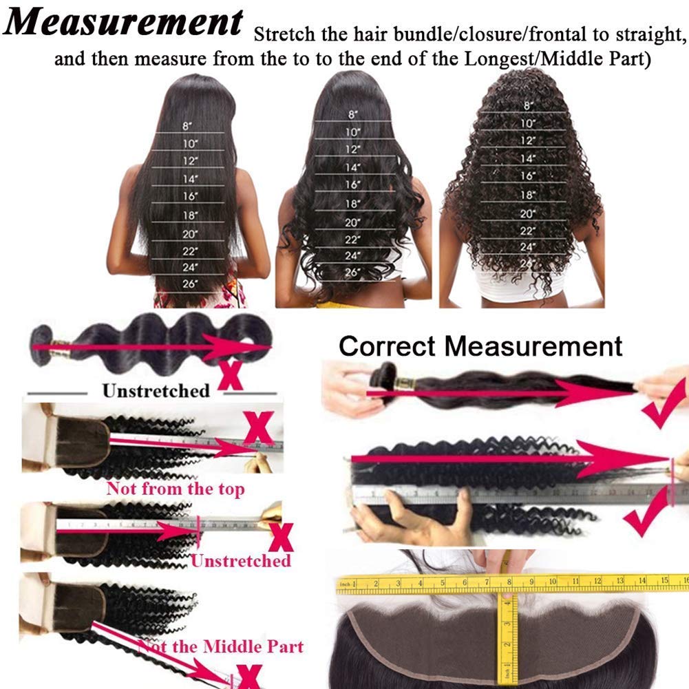 Amella 13x4 Lace Frontal Ear To Ear Transparent Lace Frontal Closure 14 Inch Brazilian Body Wave Human Hair Full Lace Frontal Free Part 130% Density Frontal Pre Plucked with Baby Hair Natural Color