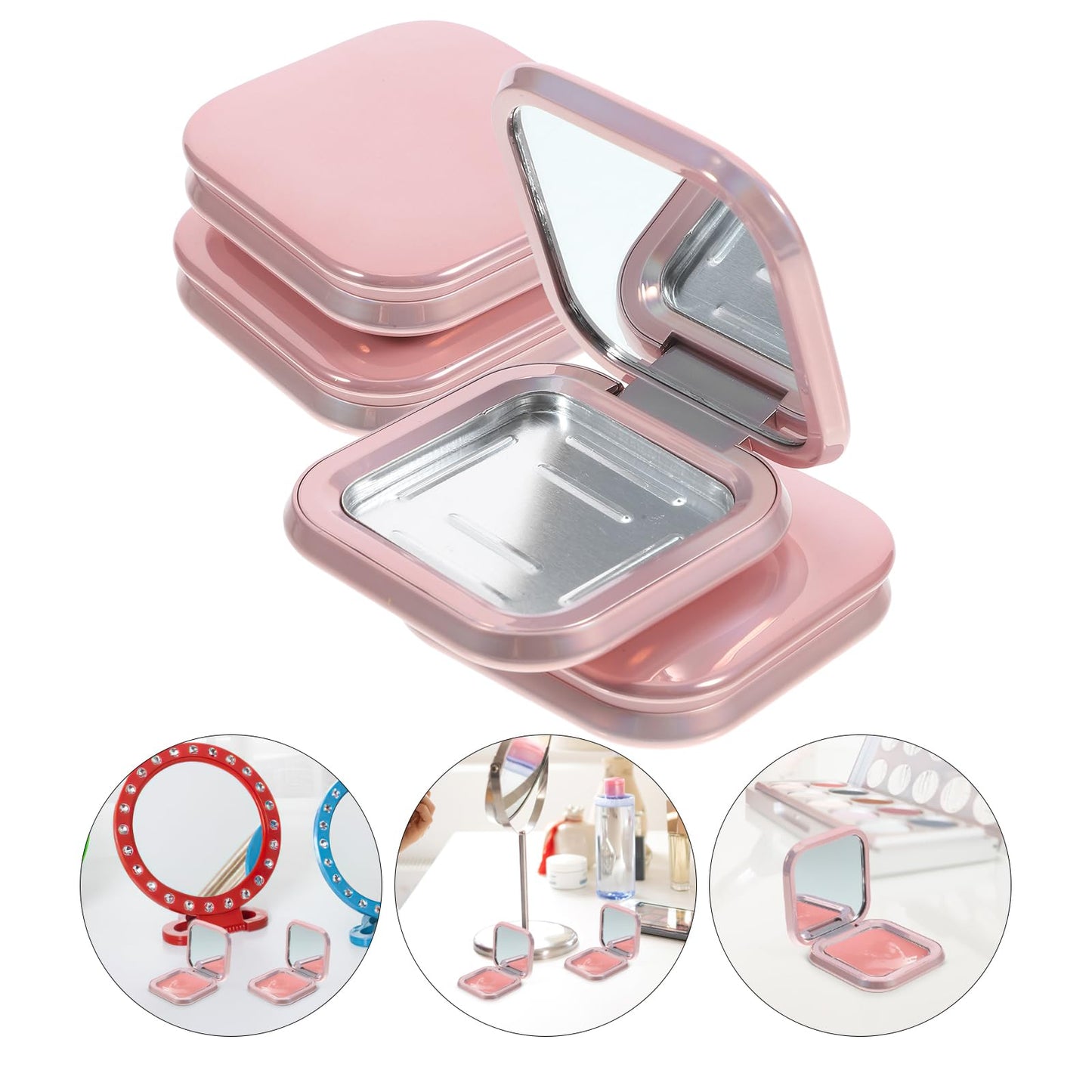 KALLORY Makeup Pallette 2pcs Magnetic Eyeshadow Makeup Empty Eyeshadow Containers Box Refillable Eye Shadow with Mirror for DIY Cosmetic Foundation Blush Rose Gold Eyeshadow