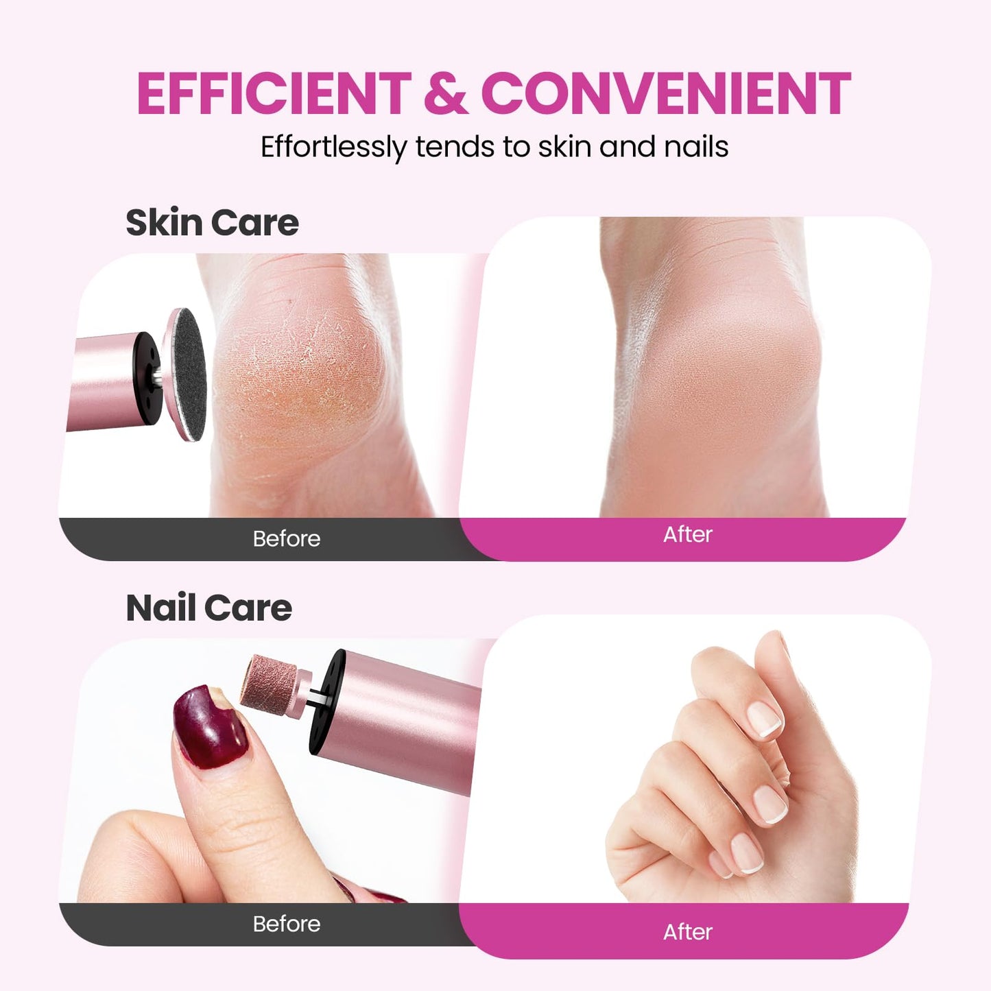 Electric Foot Callus Remover, 2 in 1 | 6 Speed Adjustable Foot File Nail Grinder with Sandpaper Disks, Professional Sander Pedicure Tool for Feet Dead Skin, Self Care Gifts for Women Mom Lover Friends