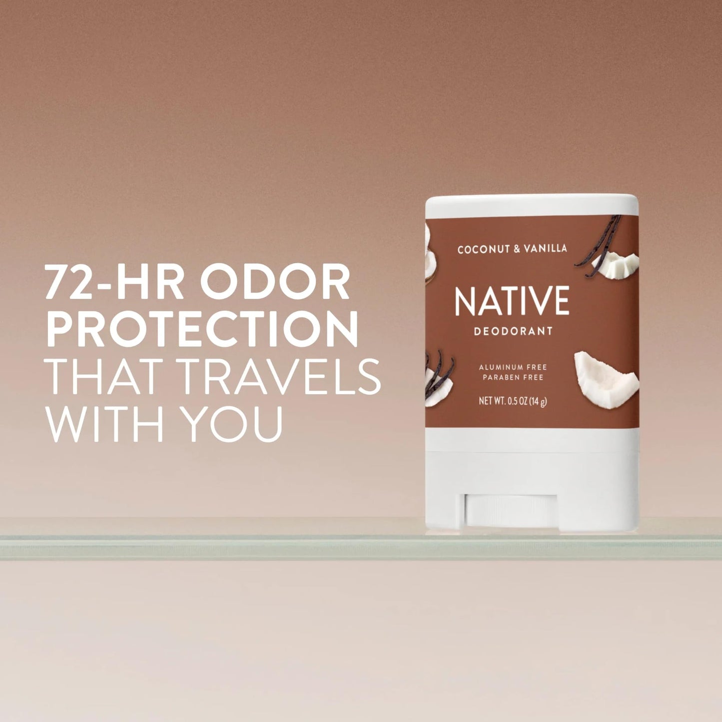 Native Deodorant, Aluminum Free, Coconut & Vanilla, for Women and Men, Travel Size 0.5oz (Pack of 4)