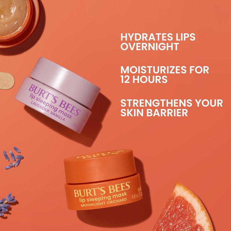 Burt's Bees Lip Sleeping Mask - Hydrating Overnight Treatment with Hyaluronic Acid & Squalane | 0.45 oz