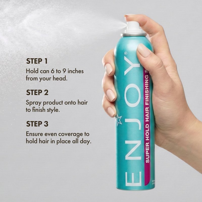 Enjoy Super Hold Hair Finishing Spray, Extra Firm Flexible Hold and Quick-Drying Hairspray, Humidity-Resistant Formula for Volume, Shine, and All-Day Control, 10 Oz