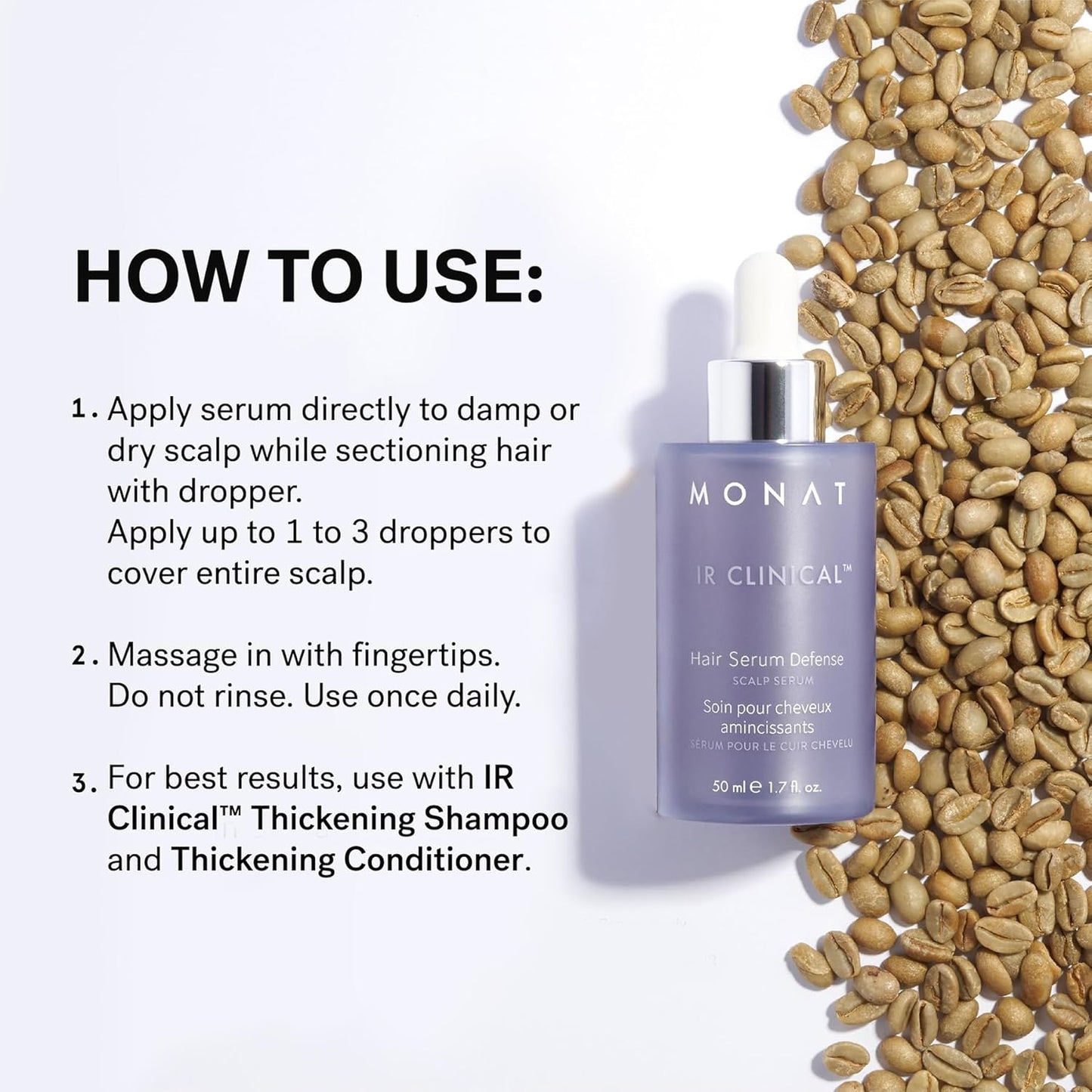 MONAT IR Clinical™ Hair Thinning Defense Scalp Serum - Nourishes Scalp, Reduces Breakage | Thicker, Fuller Hair