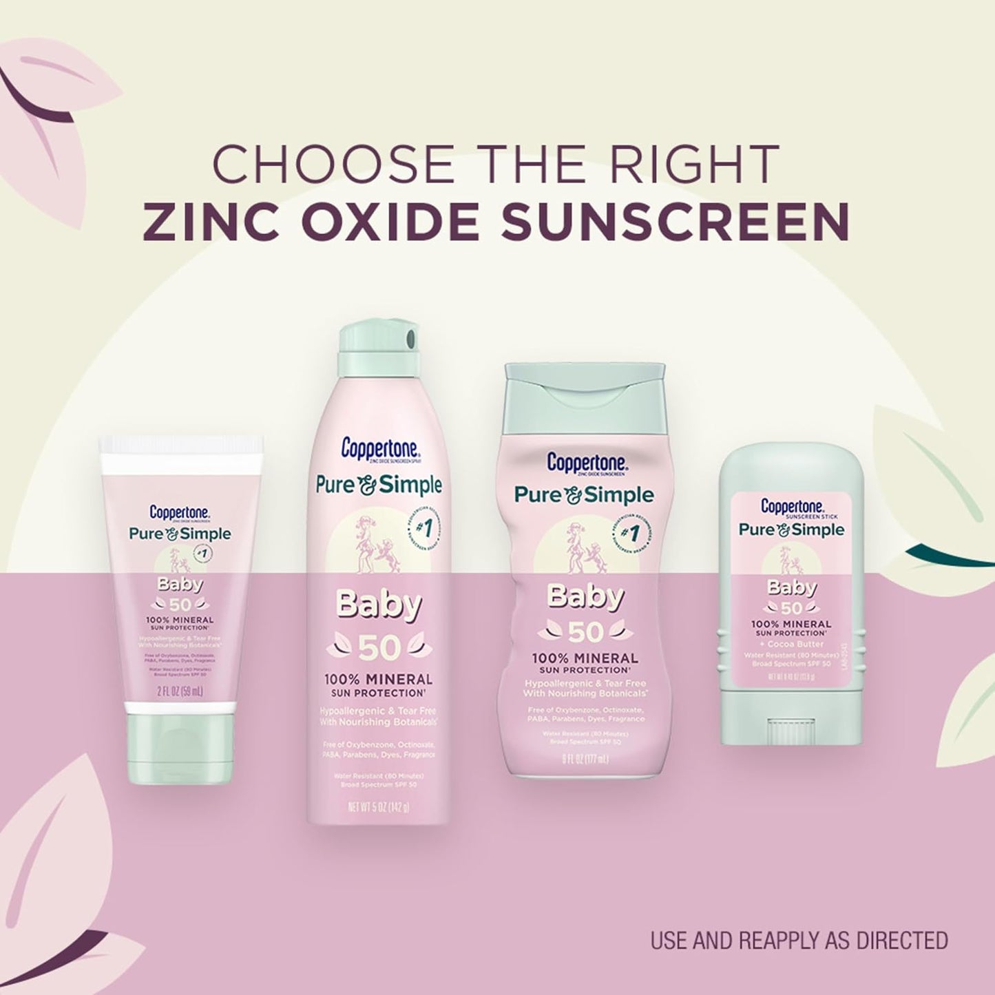 Coppertone Baby Sunscreen Stick SPF 50 - Zinc Oxide Mineral Formula for Face & Body | 0.49 Oz