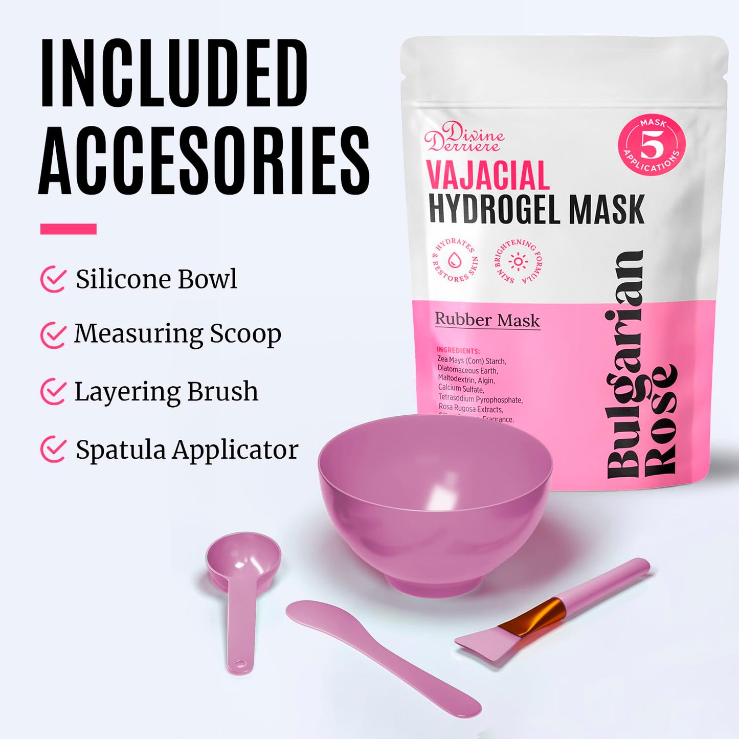 Vajacial Hydrogel Mask - Premium Deeply Purifying Jelly Mask with Bulgarian Rose Petals | Hydrating Peel-Off Kit