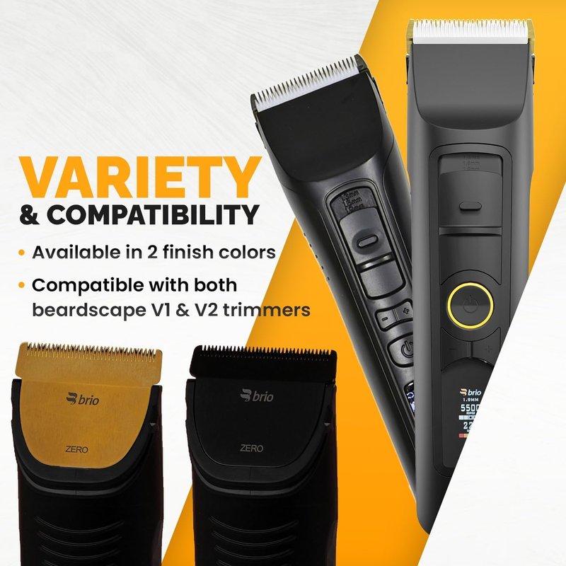 Brio Beardscape V2 & V1 Trimmers - Zero Blade Compatible, 0.2mm Stainless Steel for Close Cuts | Gold