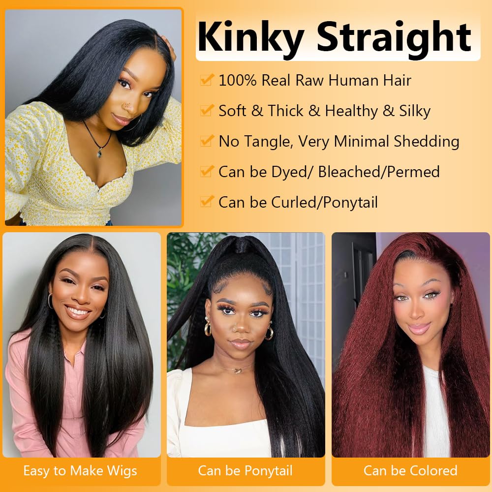 QTHAIR 18A Kinky Straight Lace Closure (14inch) 4x4 Free Part 150% Density Top Swiss Lace Natural Straight Human Hair Closure with Baby Hair