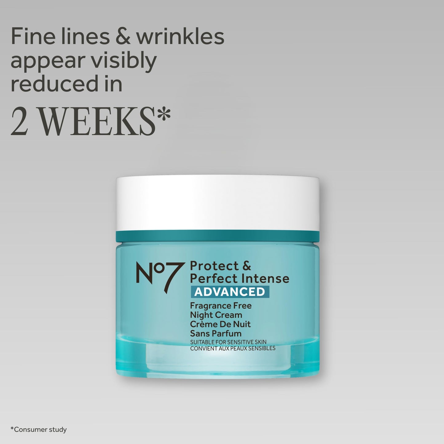 No7 Protect & Perfect Intense Advanced Night Cream Fragrance Free - Vitamin E & Shea Butter Face Cream - Fine Line Reducing Moisturizer with Collagen Peptide Technology (1.69 fl oz)