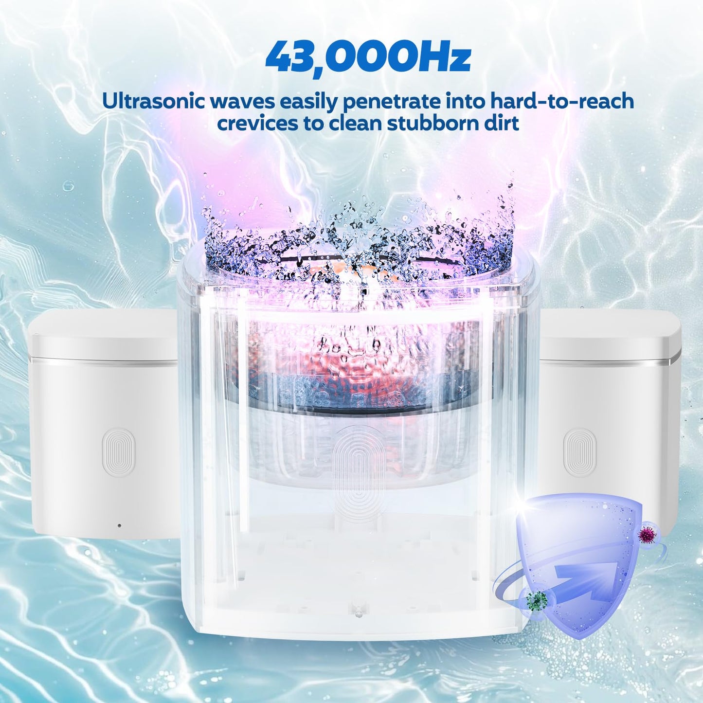 U-V Ultrasonic Dental Cleaner;UltraSonic Retainer Cleaner Machine for Denture,Aligner,Whitening tray,200ml Portable Mouth Guard Cleaner, Invisalign Cleaner Pod,Professional Sonic Jewelry Cleaner White
