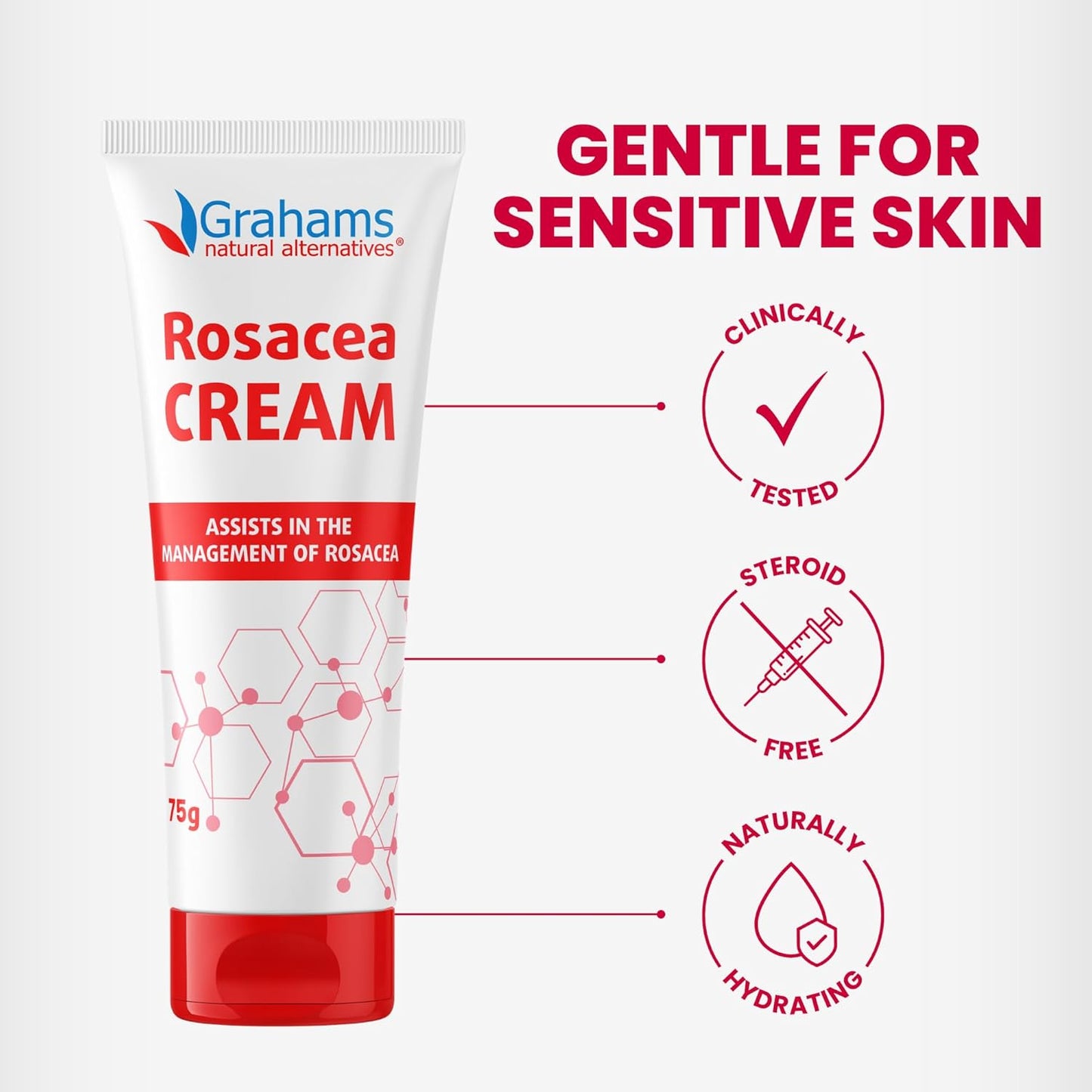 Natural Rosacea Treatment - Anti-Redness Face Cream to Soothe Flare-Ups | Hypoallergenic, Steroid-Free (2.64 fl oz)