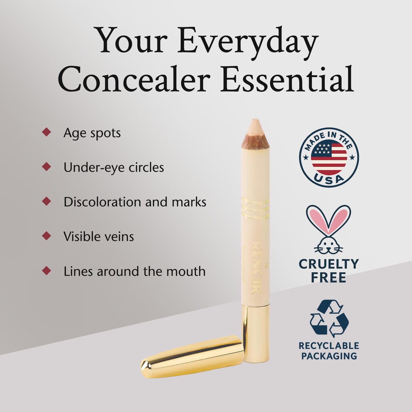Boyd’s Renoir Concealer Pencil | Precision Coverage for Dark Circles, Blemishes, Redness | Brightening, Crease-Resistant Under Eye Concealer