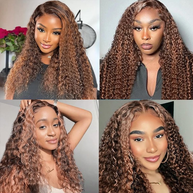 Wahairse Human Hair Bundles Jerry Curly P4/30 Color Human Hair Unprocessed Brazilian Virgin 3 Bundles Quick Weave Human Hair Extensions 300g (P4/30 Jerry Curly,12 14 16)