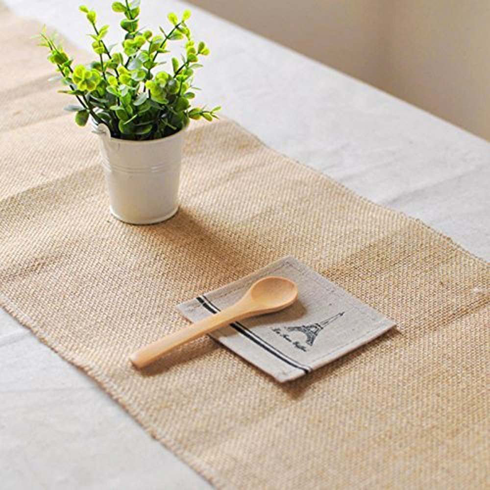 100% Natural Jute Rustic Burlap Table Runner - 12" Wide x 120" Long - Perfect for Rustic Theme Weddings, Events, Parties, BBQ's, Dining Table & Home Decor.