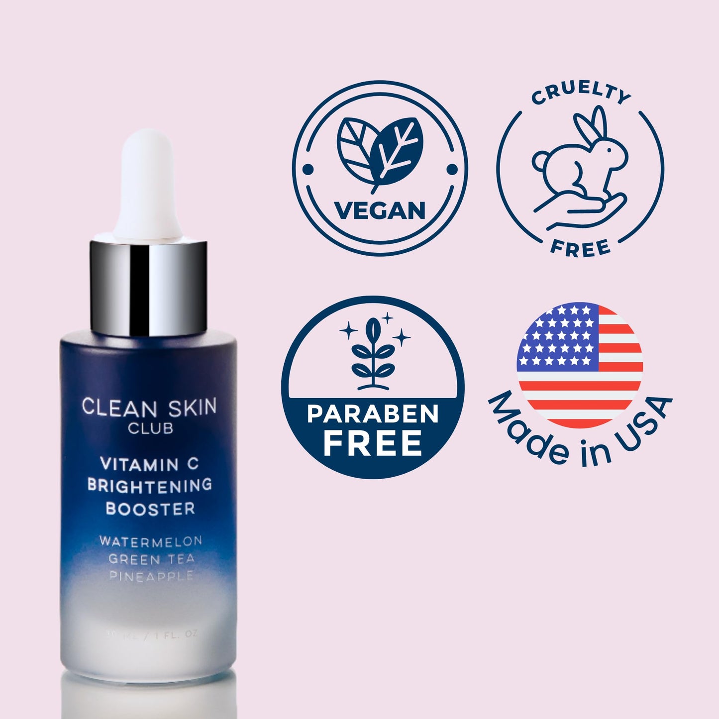 Clean Skin Club Vitamin C Serum & Brightening Booster, Vitamins A, E, D & K, Anti Aging Collagen Clear Facial Care, Glow, Scars, Sun Damage, Age