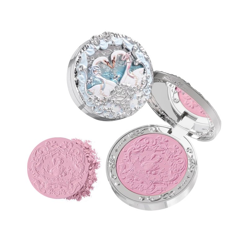 Flower Knows Swan Ballet Embossed Blush,Soft Pink Matte Powder Blush for Cheeks,Buildable & Blendable Face Makeup,Soft Long-Lasting Cute Make Up for Women & Girls,0.17 Oz(02 Romanticism)