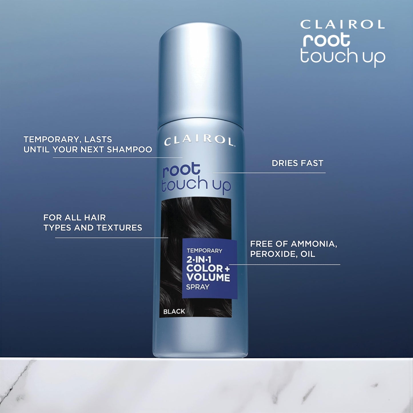 Clairol Root Touch-Up Color + Volume 2-in-1 Temporary Hair Coloring Spray, Medium Brown Hair Color, Pack of 1 - Packaging May Vary