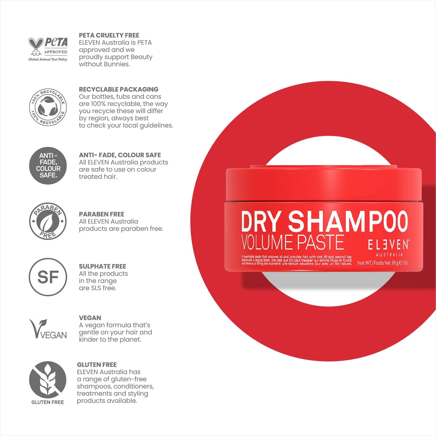 ELEVEN AUSTRALIA Dry Shampoo Volume Paste - for Men and Women, Adds Texture & Freshness to Hair, Absorbs Oil, Volumizing Lightweight Formula, No Residue - 3 oz
