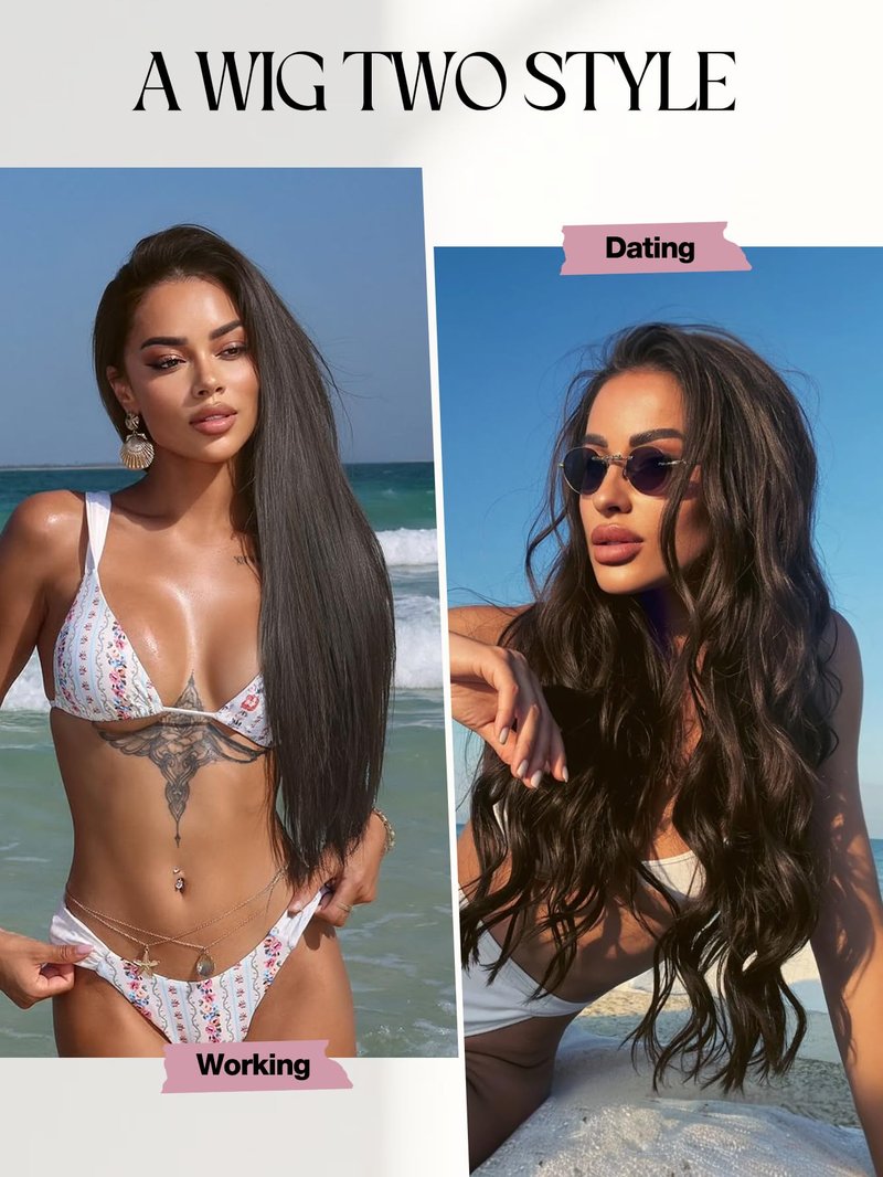 WIGER Copper Brown Straight Lace Front Wig Long 28 Inch Pre Plucked Hairline Wig for Women Natural Looking Synthetic Straight Wig for Daily Halloween Costume Party