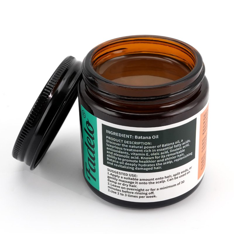 Batana Oil for Hair Growth Dr. Sebi 100% Natural, Unrefined and Organic Batana Oil from Honduras, for Frizz, Split Ends, Texture & Shine, 4.06 Ounce Jar