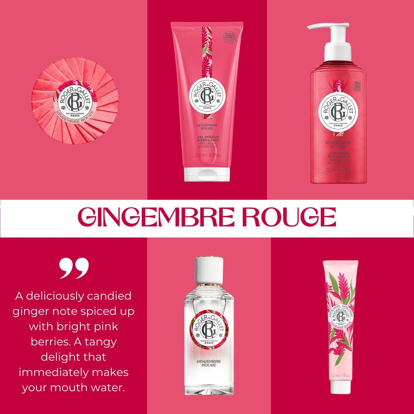 ROGER & GALLET Wellbeing Fragrant Water Spray – Light Eau Fraîche Body Mist with Natural Origin Ingredients, Refreshing Everyday Fragrance for Women | Gingembre Rouge - Red Ginger 1 oz