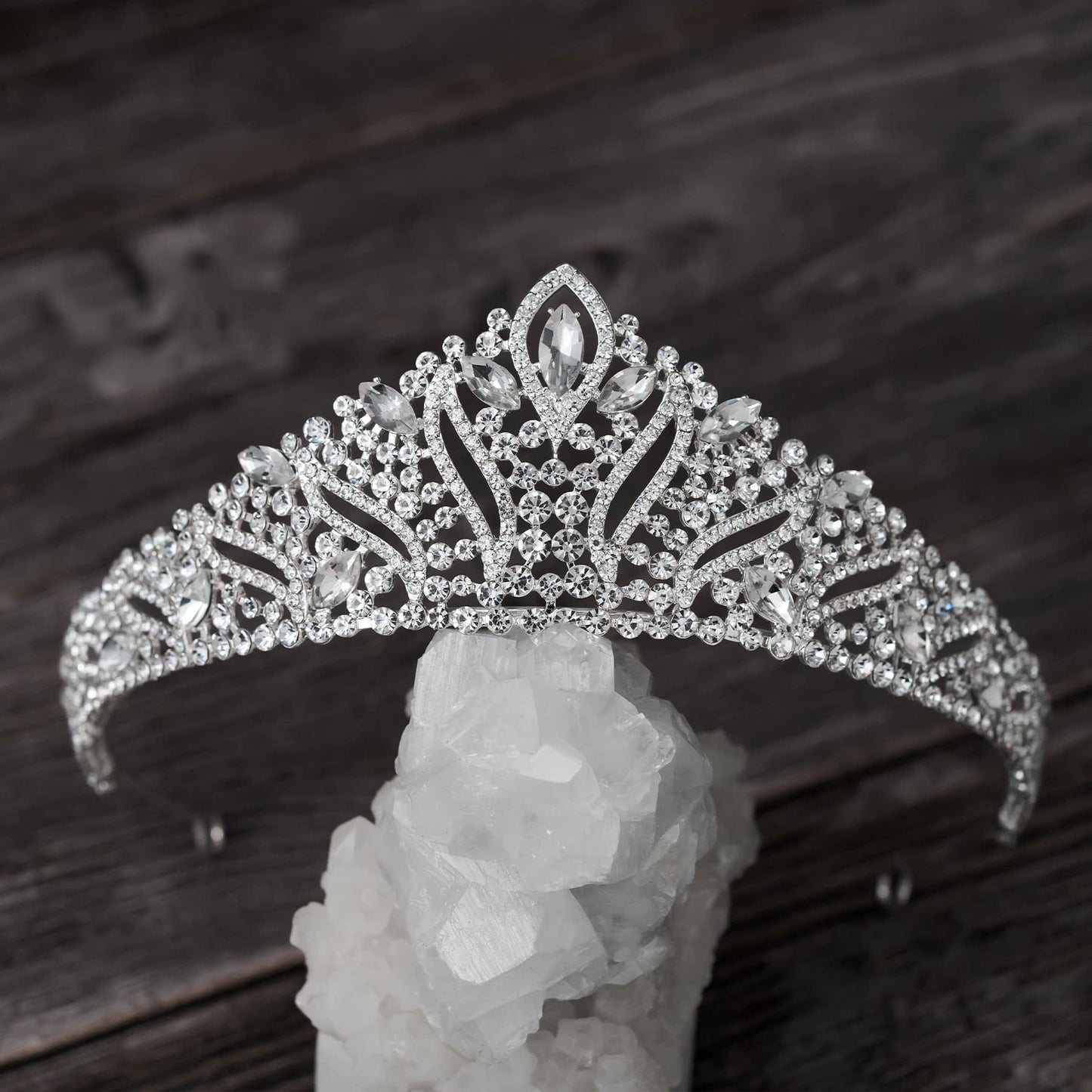 SWEETV Anastasia Tiaras and Crowns for Women, Wedding Tiara for Bride, Rhinestone Queen Crown, Silver Crystal Princess Headpieces for Prom Costume Party