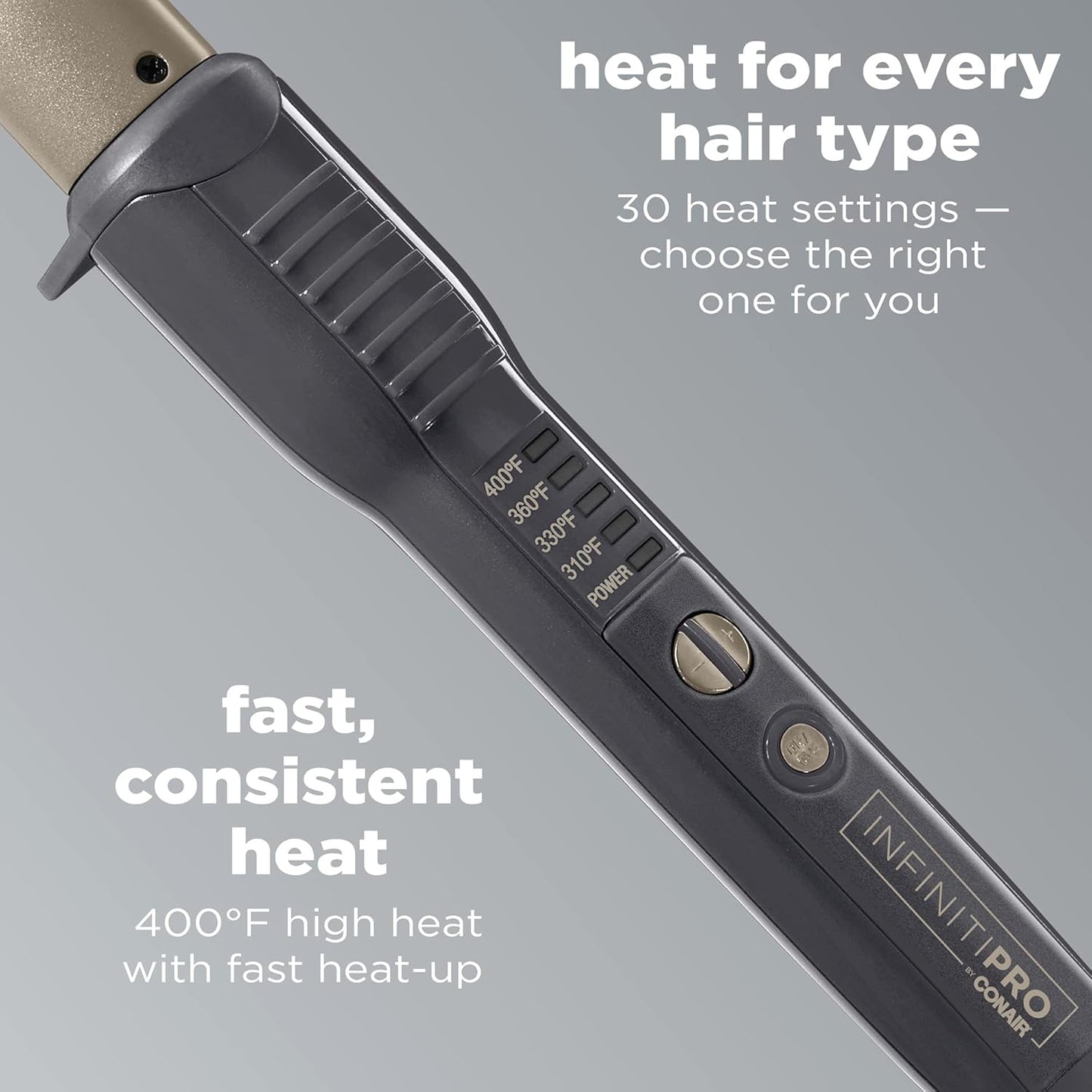 Conair INFINITIPRO 1-Inch to 1/2-Inch Curling Wand - Tourmaline Ceramic for Beachy Waves