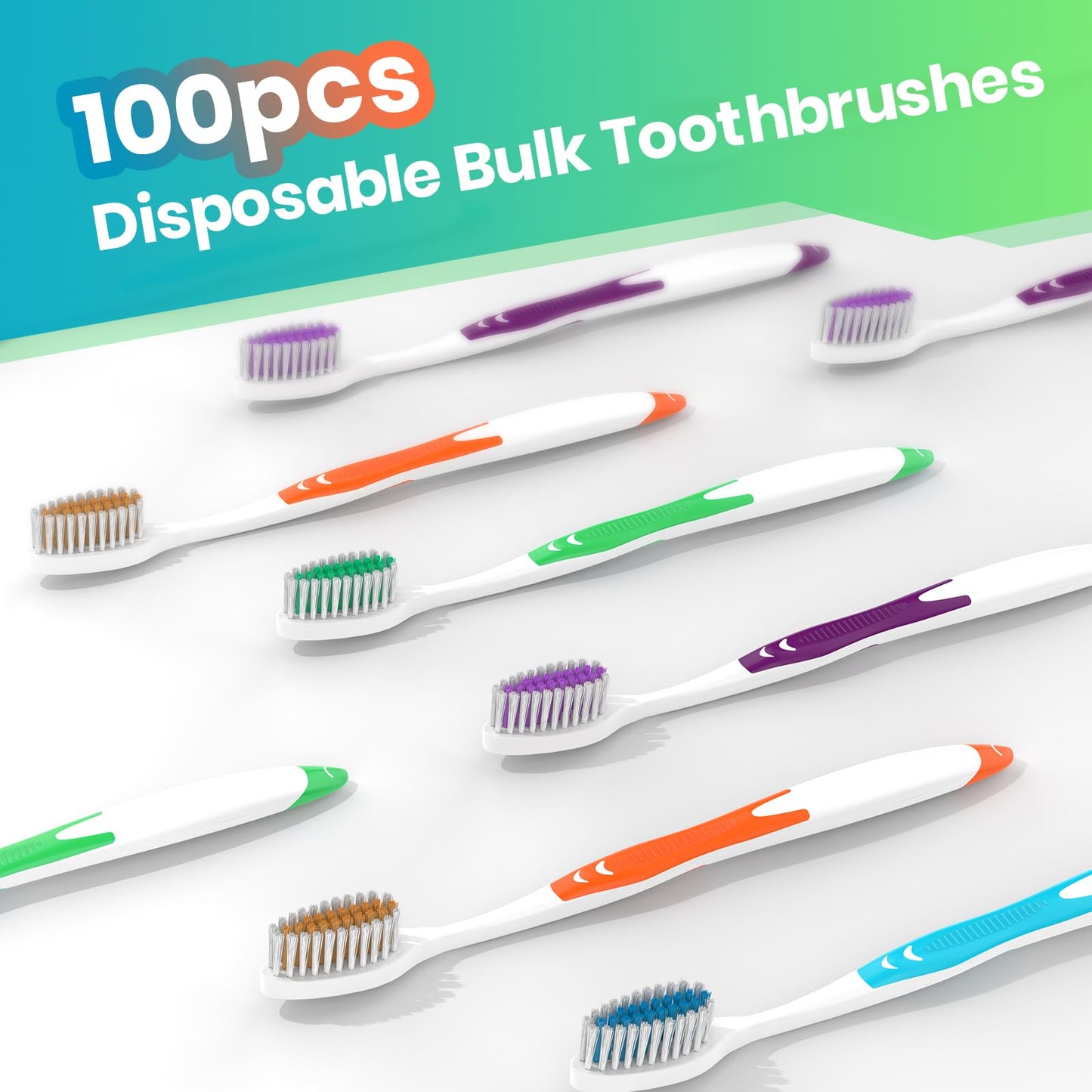 100 Pack Bulk Toothbrushes with Covers for Adults, Disposable Tooth Brush
