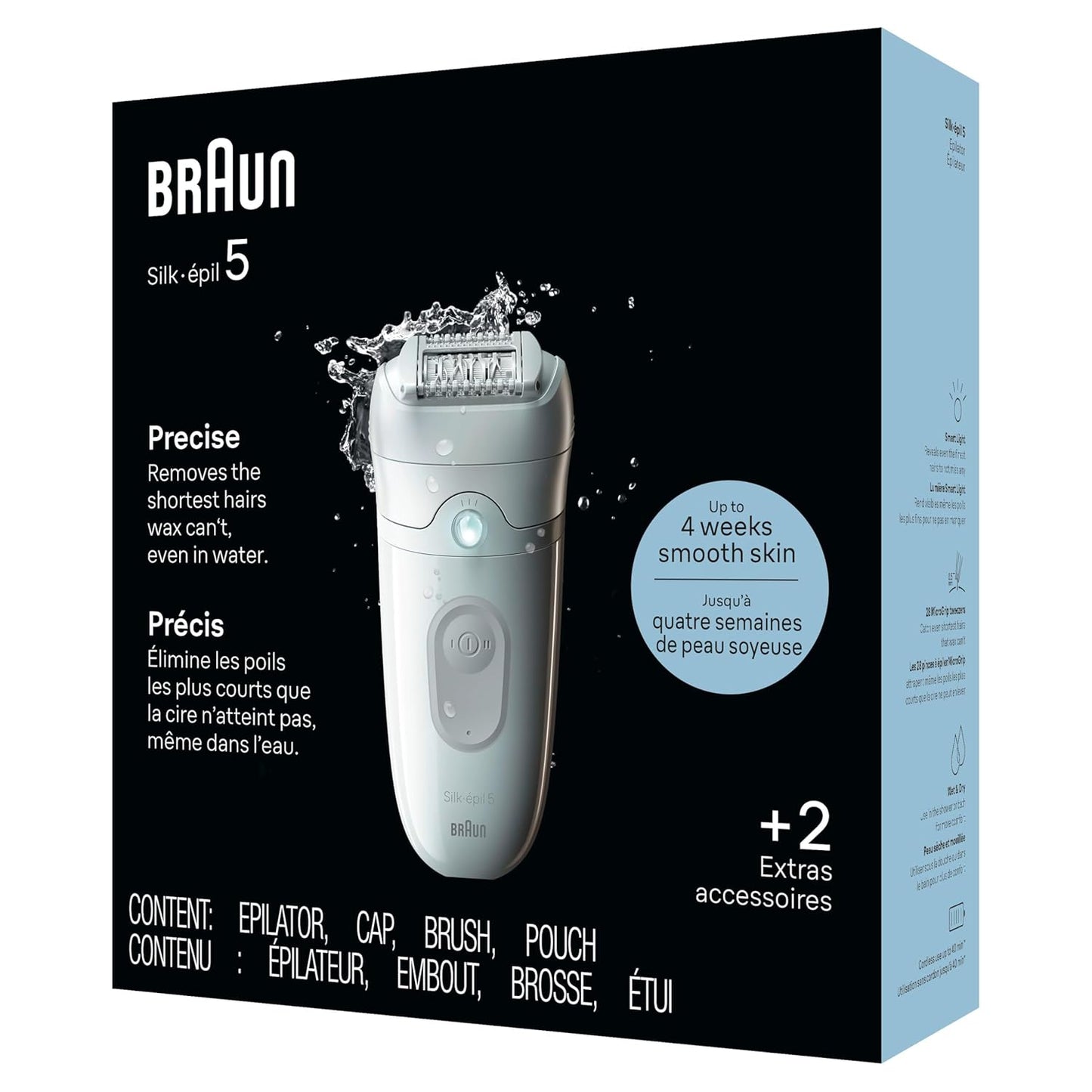 Braun Silk-épil 5 Epilator - Women's Hair Removal Device | Wet & Dry, Skin Contact Cap, Grey