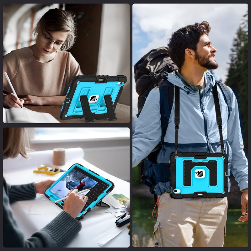 WESOROL CASE for iPad Air 11 Inch M4/M3/M2 (2026/2025/2024) iPad Air 5th/4th Generation Case 10.9 Inch (2022/2020),Military Grade Shockproof iPad Case Air 11 Inch with Pencil Holder, Black Blue