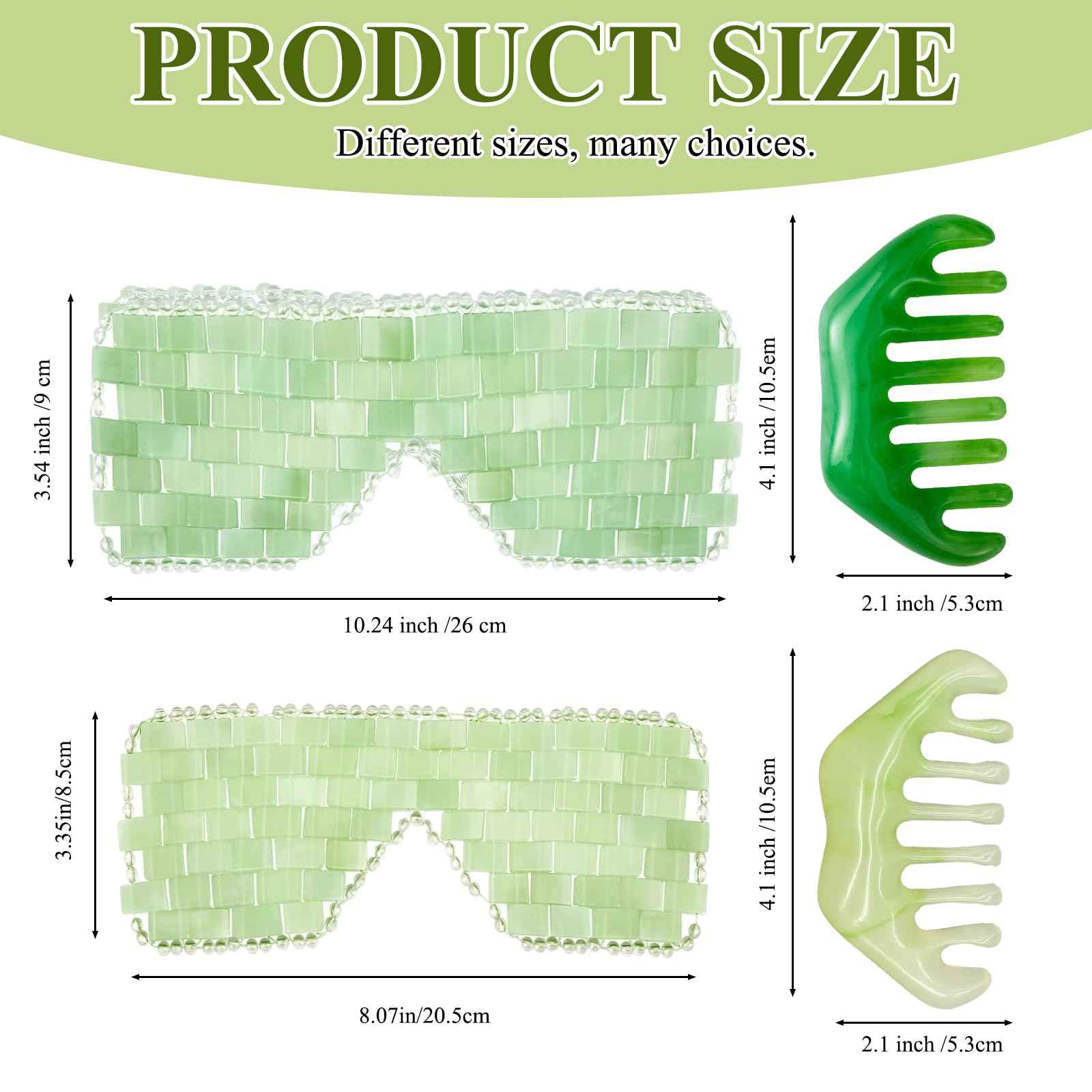 Jade Eye Mask 2 Pcs Jade Eye Mask for Facials can Relieve Puffiness and Relieve Eye Cover (Comes with Massage M-Shaped Comb *1, Eight-Tooth Comb *1)