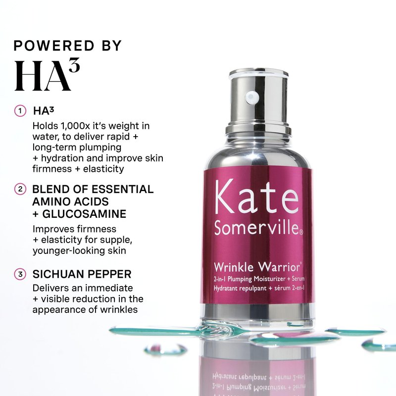 Kate Somerville Wrinkle Warrior® 2-in-1 Plumping Moisturizer + Serum – Hydrating Formula with Hyaluronic Acid, Smooths Fine Lines, Firms Skin & Boosts Radiance, 1.7 Fl Oz
