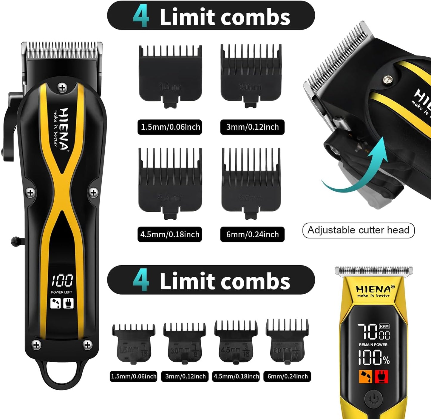 Professional Hair Clippers for Men - Electric Barber Clipper Set with LED Display | Complete Hair Trimmer Kit