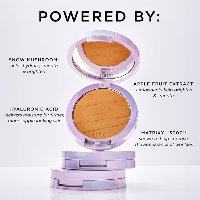 tarte face tape pressed powder – Medium-Coverage Waterproof Powder, Hyaluronic Acid & Peptides to Smooth & Set Makeup, Lightweight, Vegan & Cruelty-Free, full size, 27S light medium sand
