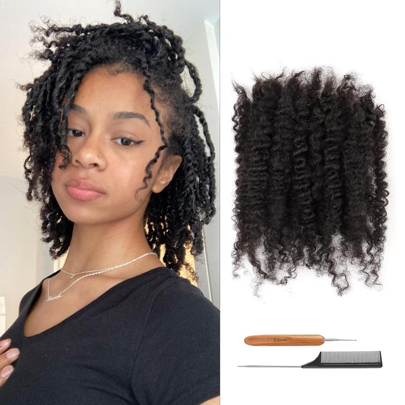Afro Kinky Bulk Human Hair - 18 Inch 50g for Micro Locs & Mini Kinky Twists | Natural Black Dreadlock Extensions