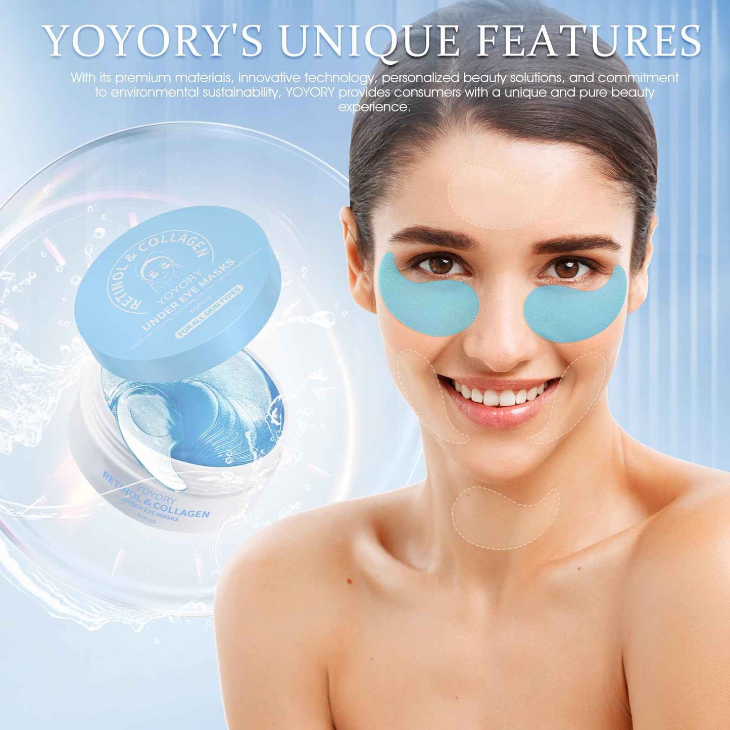 YOYORY Under Eye Patches Masks - for Dark Circles, Puffy Eyes, Fine Lines, Wrinkles, Eye Bags Treatment with Collagen and Hyaluronic Acid, Moisturizing and Hydrating (60 Pcs)