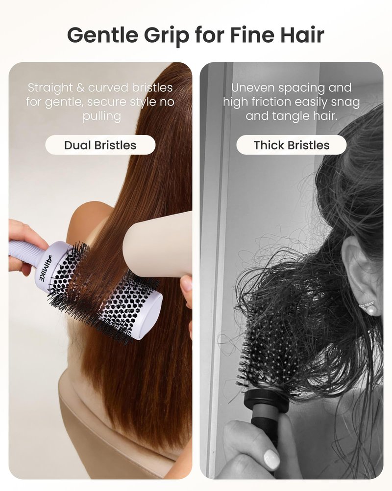AIMIKE NaturaVol Round Brush for Blow Out,Nano Thermal Ceramic-Coated Round Hair Brush for Fine Hair,Fast Blow Dry for Smooth Salon-Style Finish at Home,Adds Volume,Purple (2.1"Barrel,3"with Bristles)
