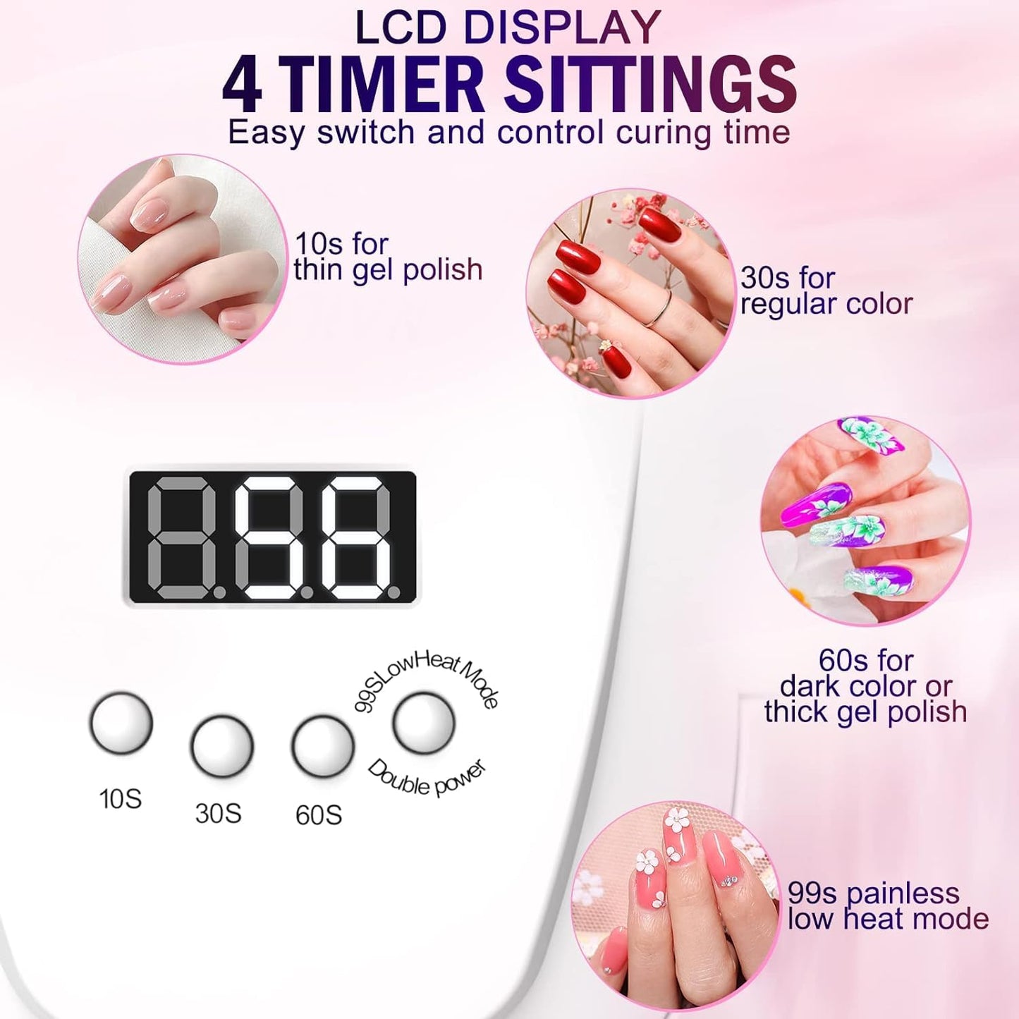 NAILGIRLS UV LED Nail Lamp - 168W Fast Curing Light for Gel Nails | 4 Timer Settings & Auto Sensor