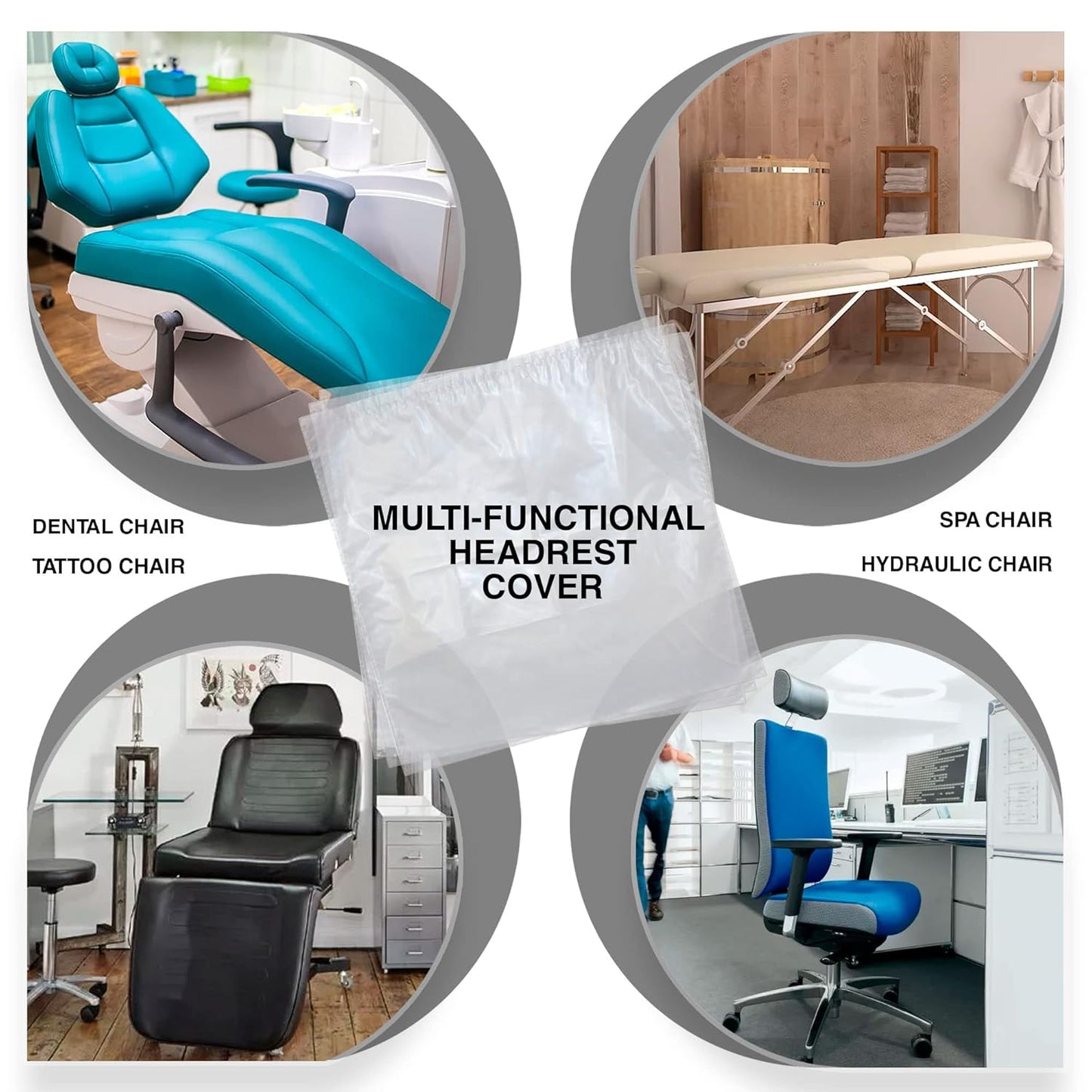 Disposable Dental Headrest Covers - X-Large Clear Plastic Sleeves for Tattoo & Dental Chairs | 14" x 10" | Pack of 250