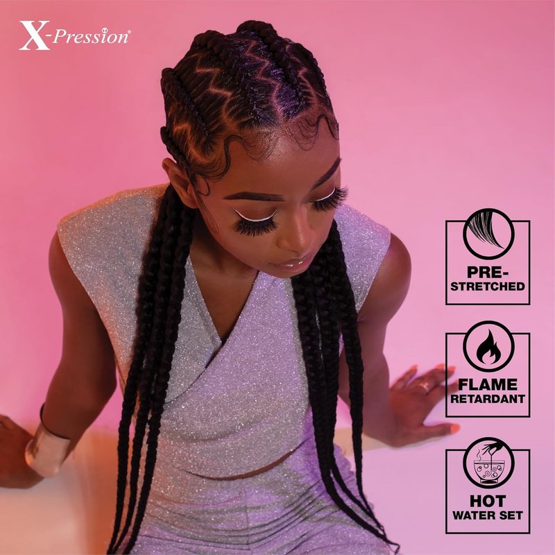 X-Pression Pre-Stretched Braiding Hair - 48-Inch Kanekalon Synthetic Braid for Box Braids & Twists | Color 4 Medium Brown