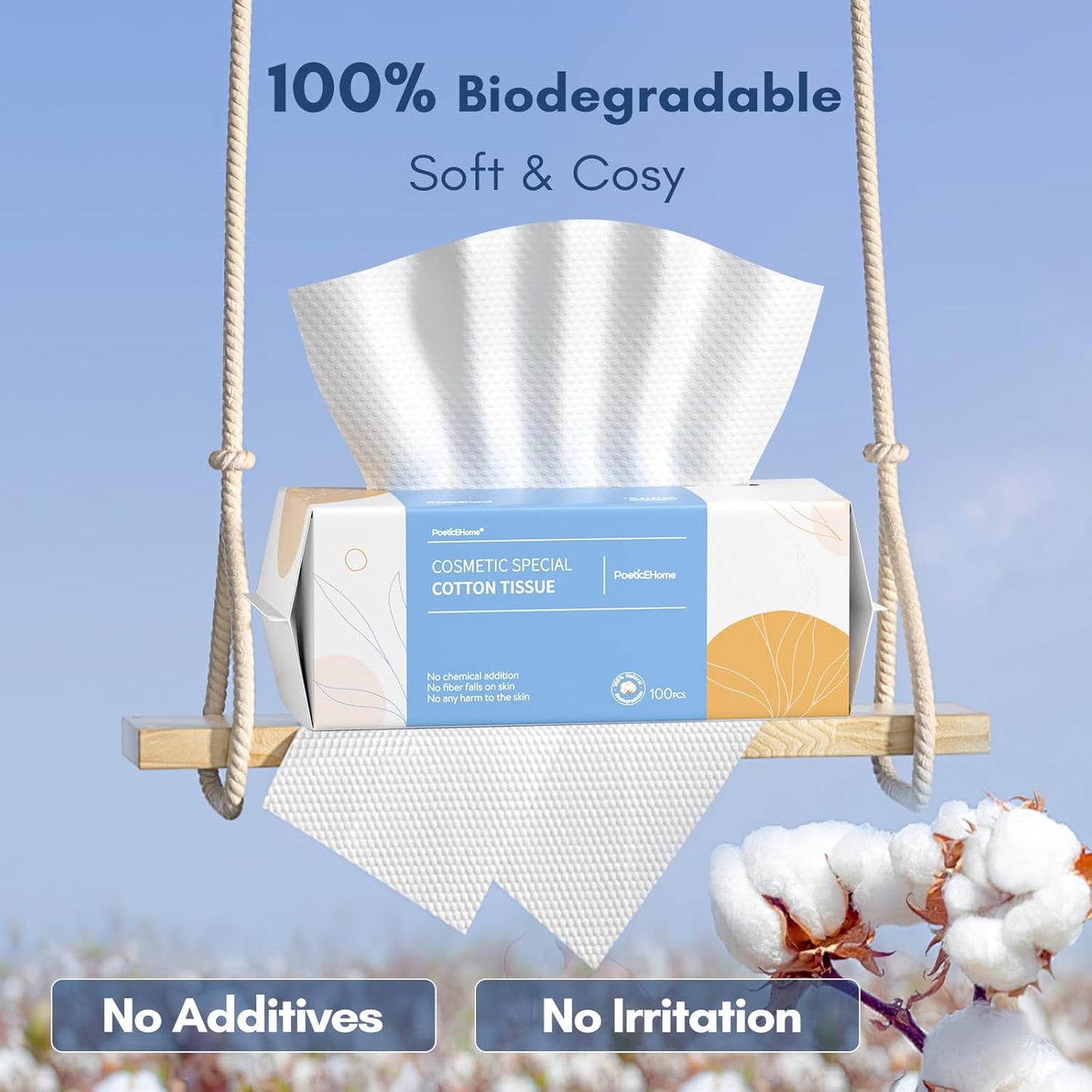 Soft Cotton Tissue Face Towels - Disposable Cleansing Cloths for Sensitive Skin | 3 Pack (300 Count)
