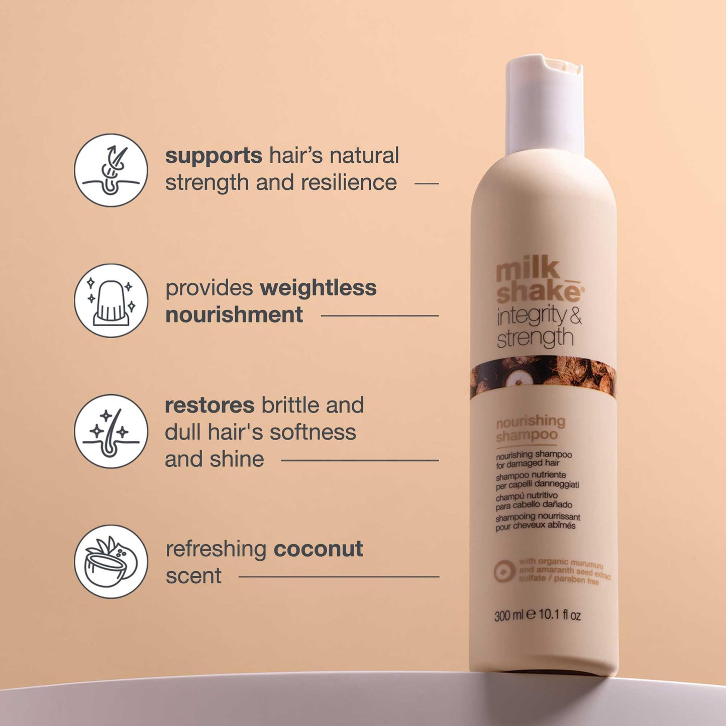 milk_shake Integrity & Strength Shampoo | Strengthening shampoo for dry, damaged hair | with amaranth seed extract & muru muru butter to nourish, fortify and protect hair, 10.1 fl oz / 300 mL